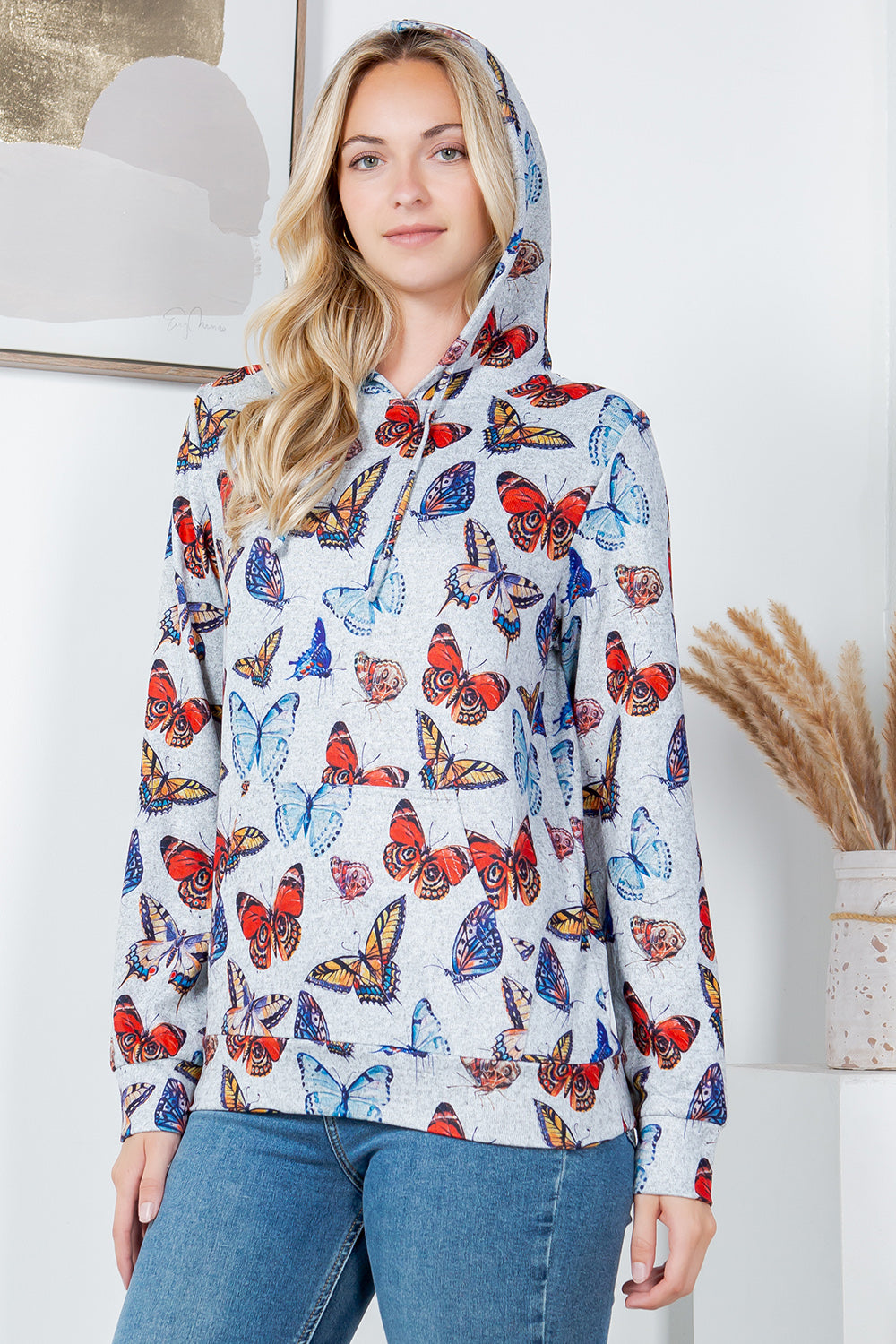 Colorful Butterfly Soft Sweater Knit Pullover Hoodie