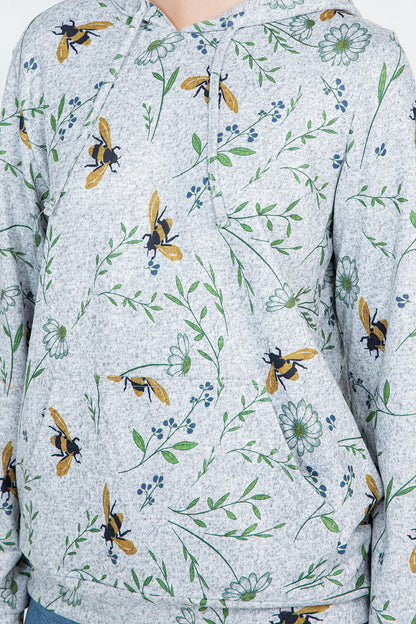 Bee Floral Pullover Hoodie