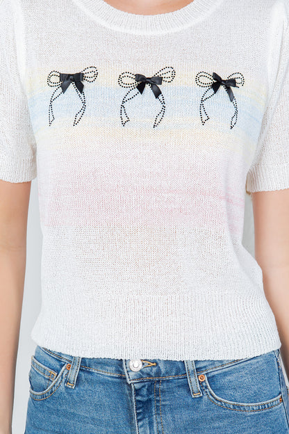 Retro Bow Short Sleeve Top