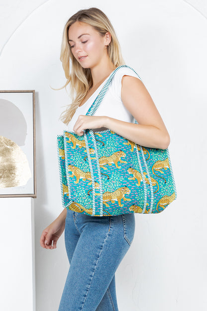 Reversible Quilted Cotton Tote Bag