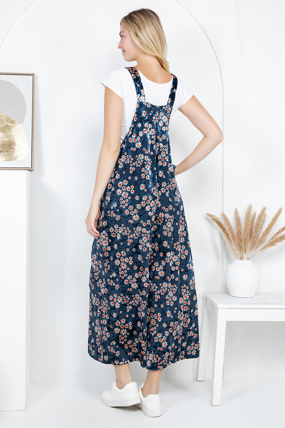VINTAGE FLORAL VELVET OVERALL