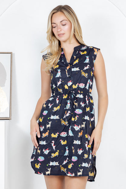 Dogs Print Relaxed Dress