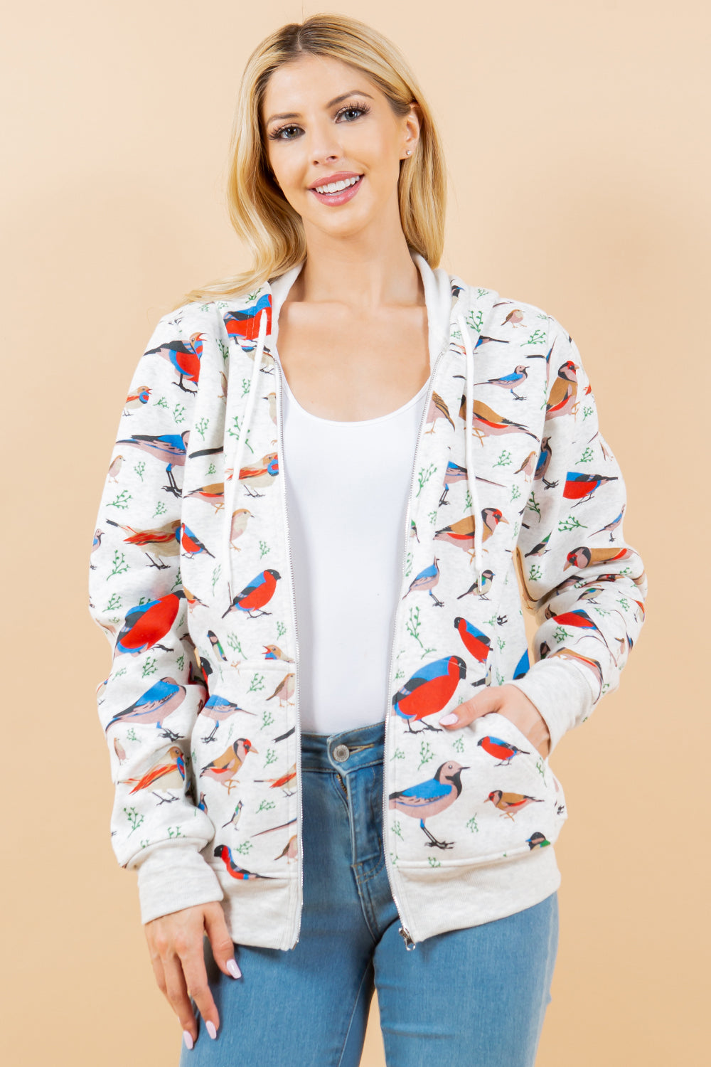 Colorful Bird Zipper Hoodie