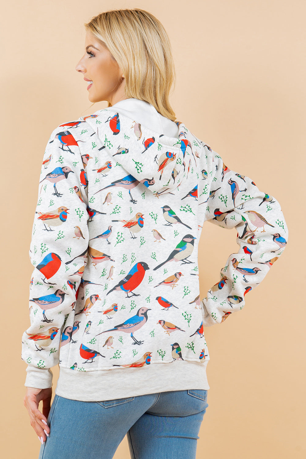 Colorful Bird Zipper Hoodie