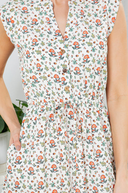 Cute Little Mushroom and Floral Dress