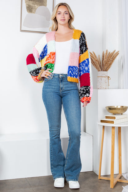 Patchwork Hand Knitted Cardigan