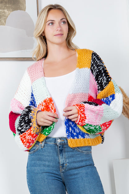 Patchwork Hand Knitted Cardigan