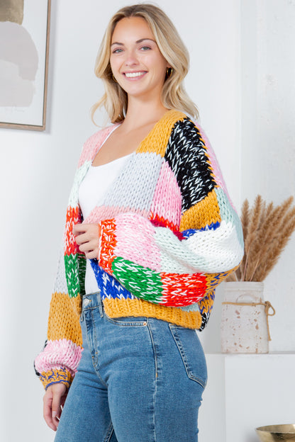 Patchwork Hand Knitted Cardigan