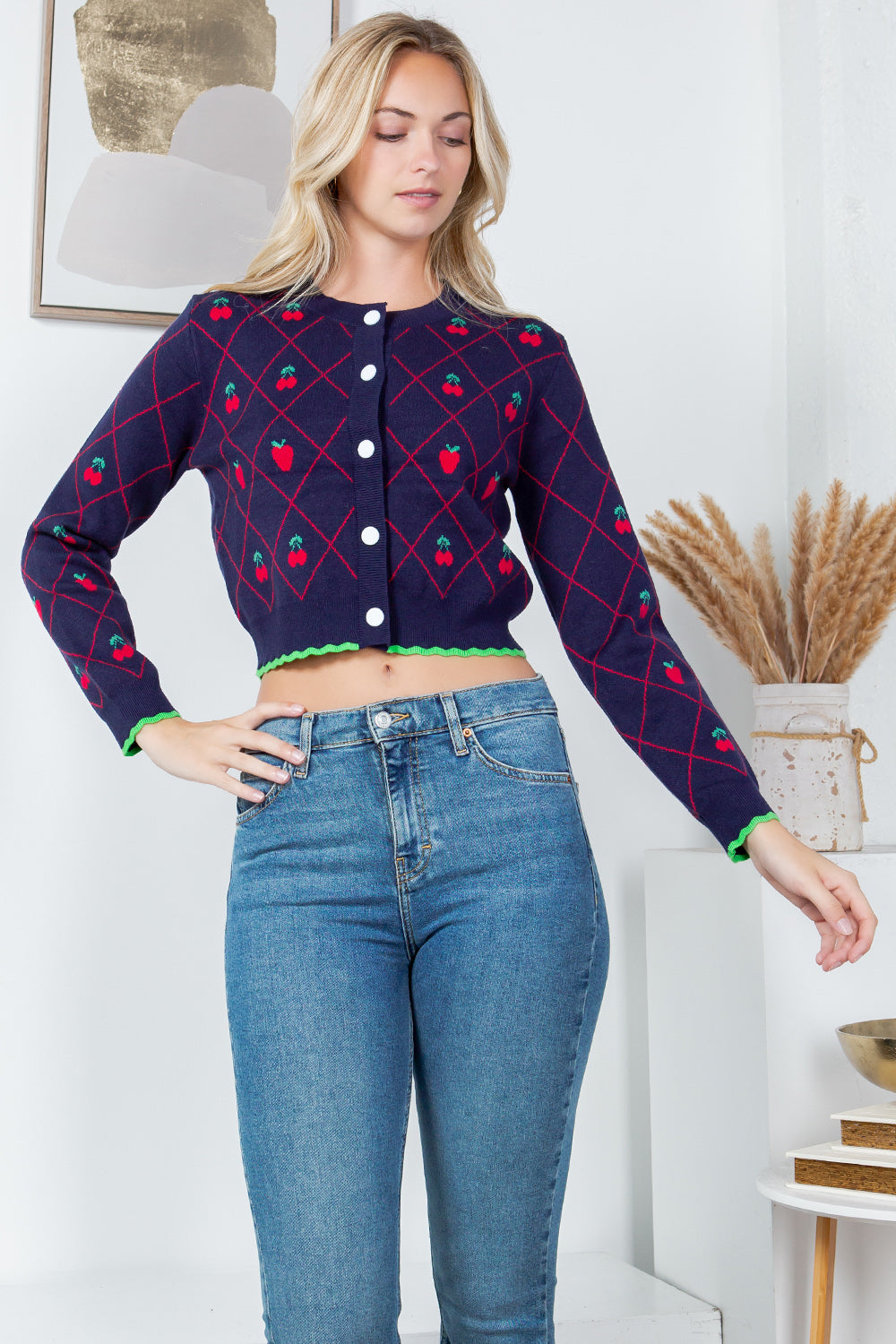 Retro Strawberry Cardigan