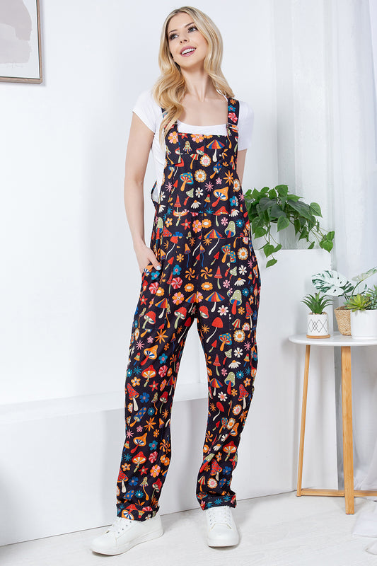 Retro Mushroom Corduroy Overall