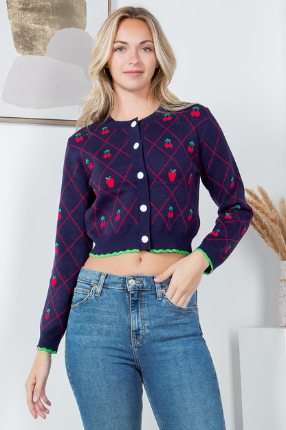 Retro Strawberry Cardigan