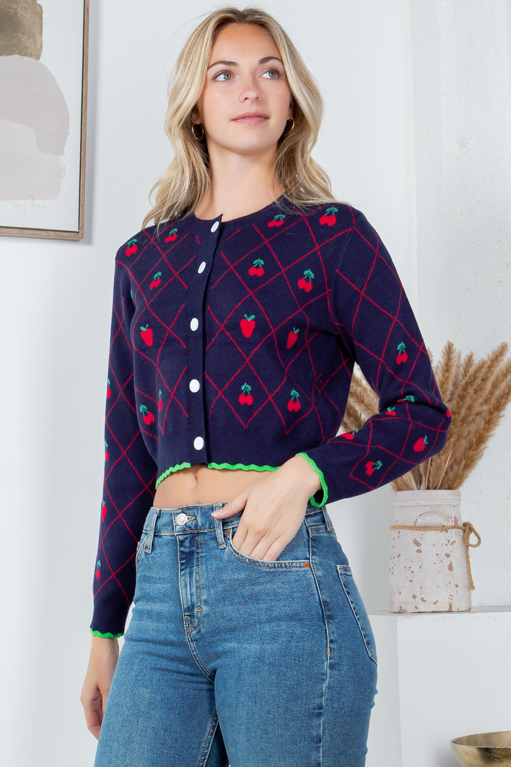 Retro Strawberry Cardigan