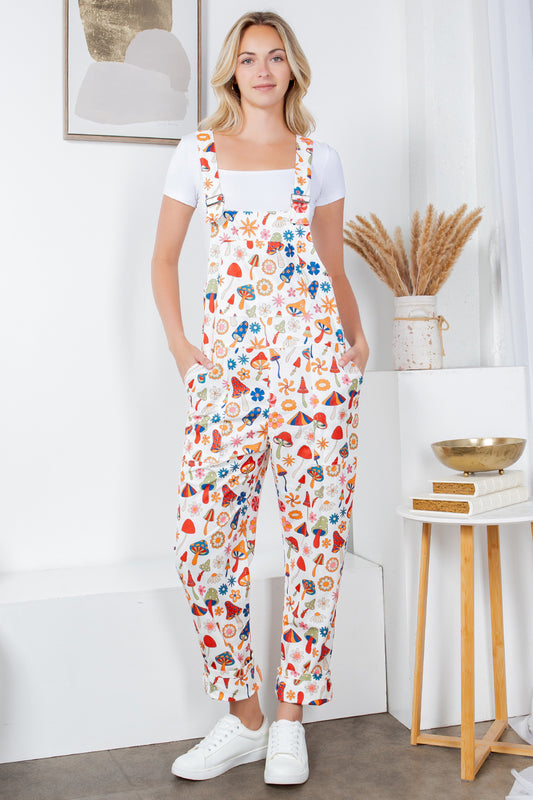 Retro Mushroom Corduroy Overall