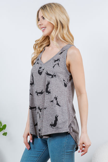 Yoga Dog V-Neck Flowy Top