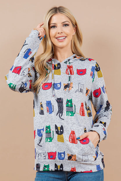 Colorful Cats Pullover Plus Hoodie