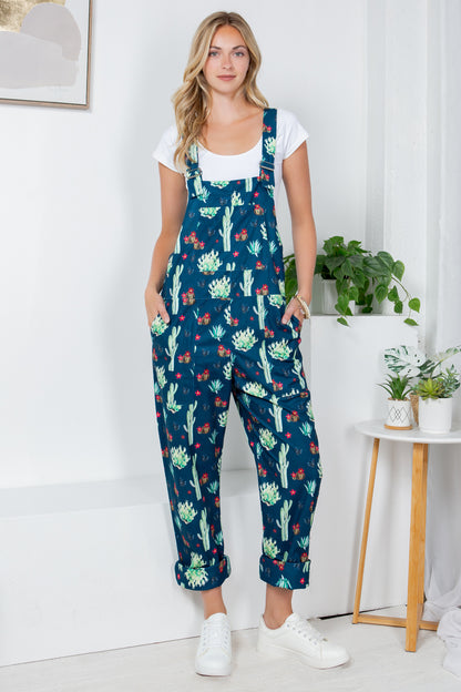 Retro Cactus Corduroy Overall