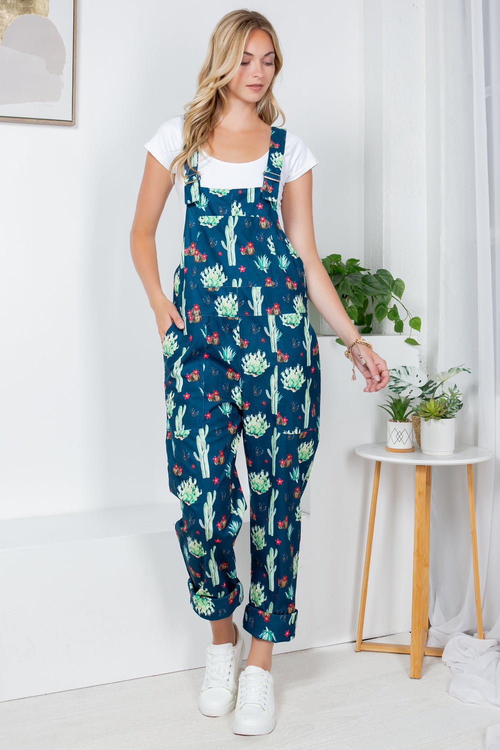 Retro Cactus Corduroy Overall