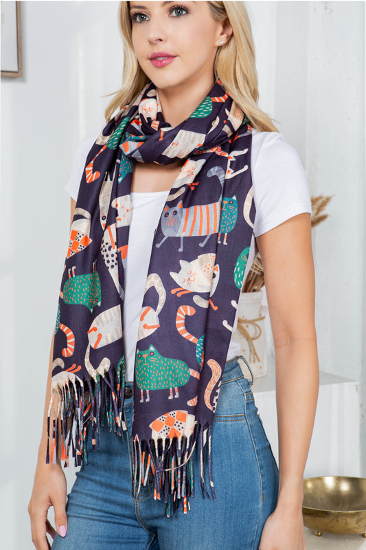 CAT PRINT SCARF