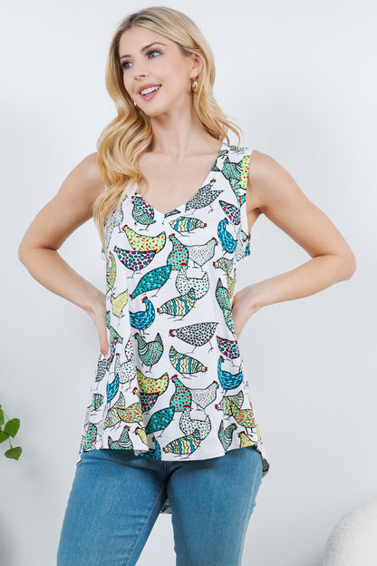 Retro Chicken V-Neck Tank