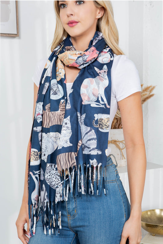 CAT PRINT SCARF