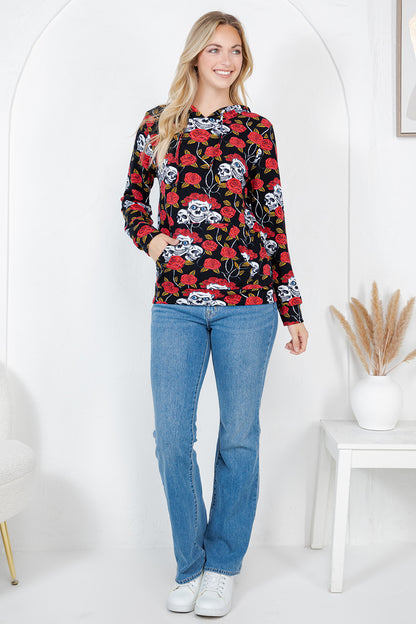 Floral Skull Pullover Hoodie