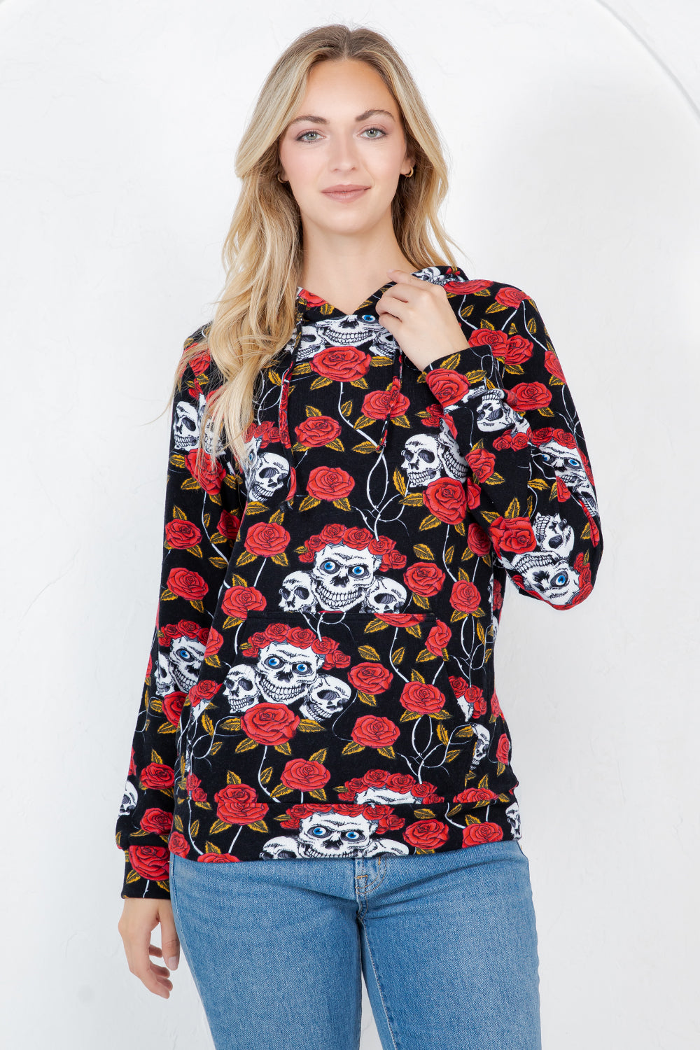 Floral Skull Pullover Hoodie