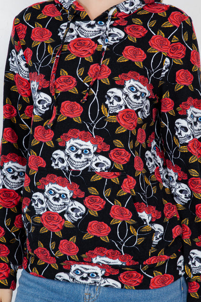 Floral Skull Pullover Hoodie