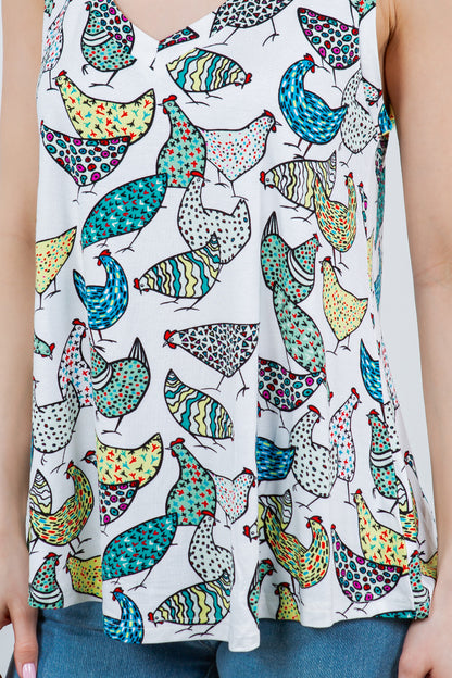 Retro Chicken V-Neck Tank