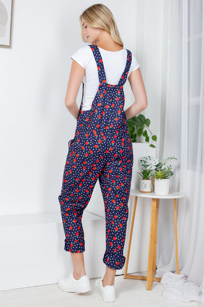 Retro Strawberry Corduroy Overall