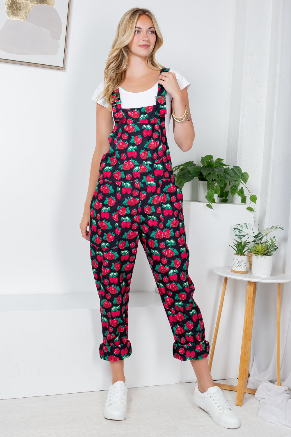 Retro Strawberry Corduroy Overall