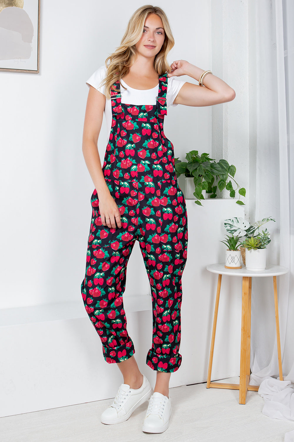 Retro Strawberry Corduroy Overall