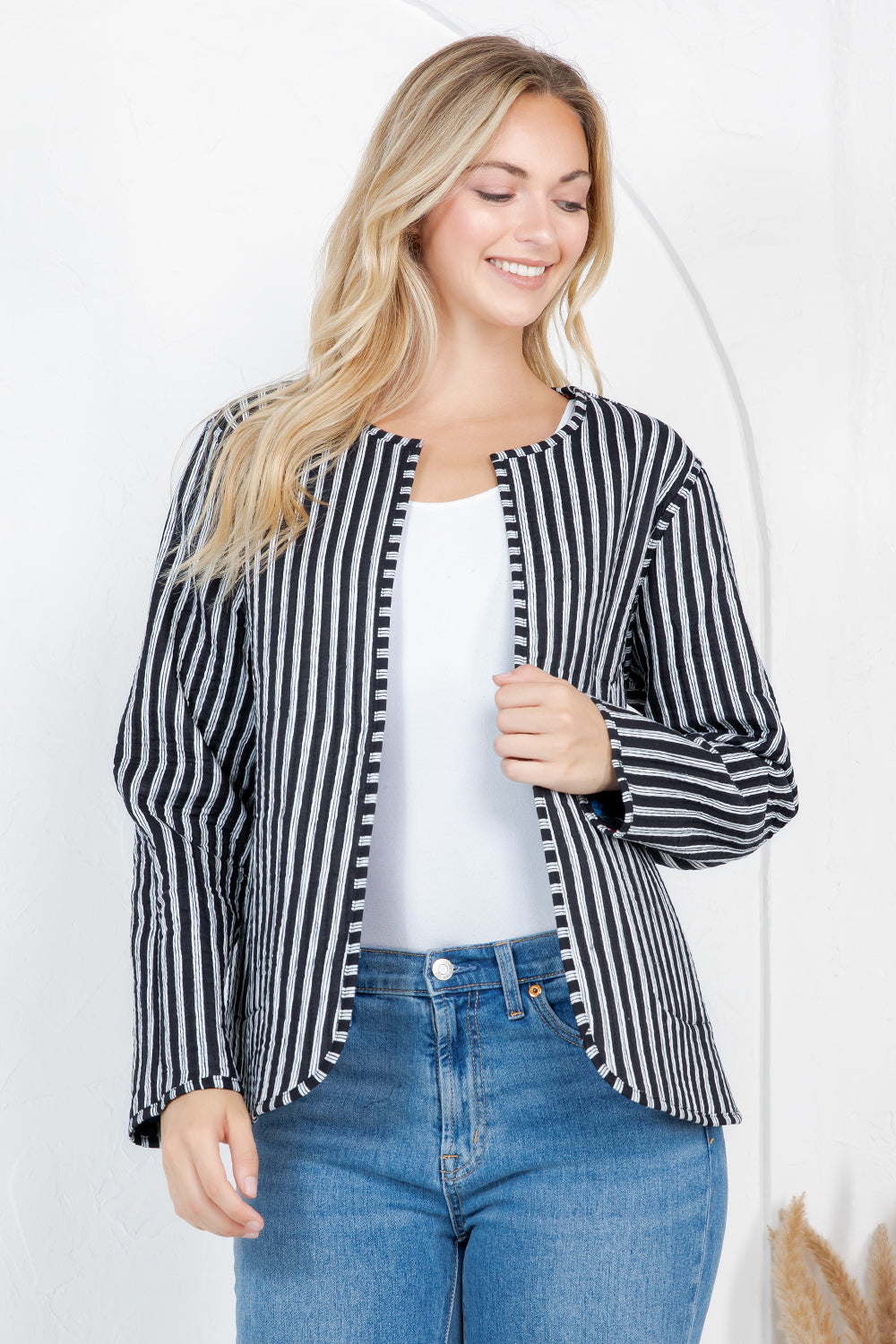 Floral Print Quilted Cotton Jacket - BLACK