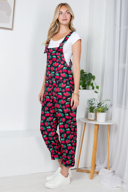 Retro Strawberry Corduroy Overall