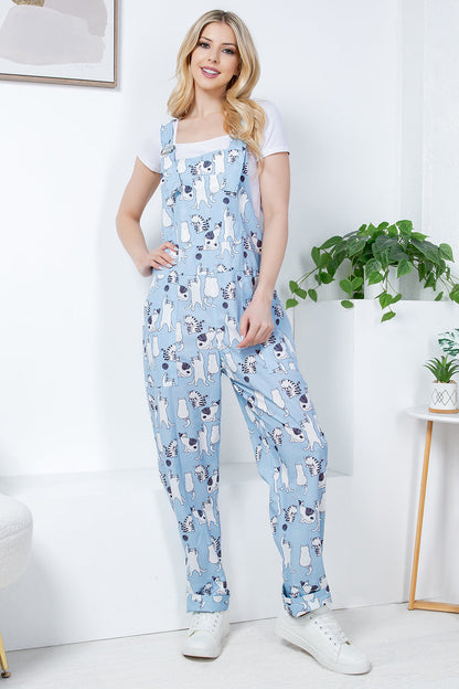 Dancing Cats Corduroy Plus Size Overall