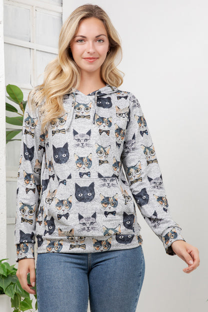 Cat Faces Pullover Hoodie