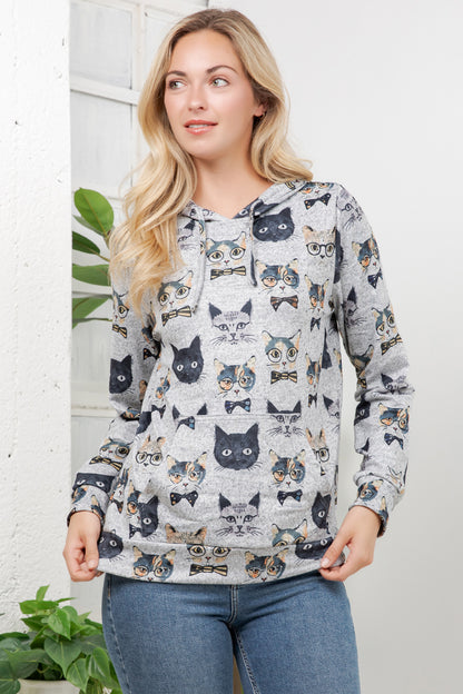Cat Faces Pullover Hoodie