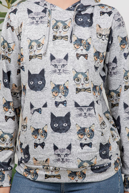 Cat Faces Pullover Hoodie