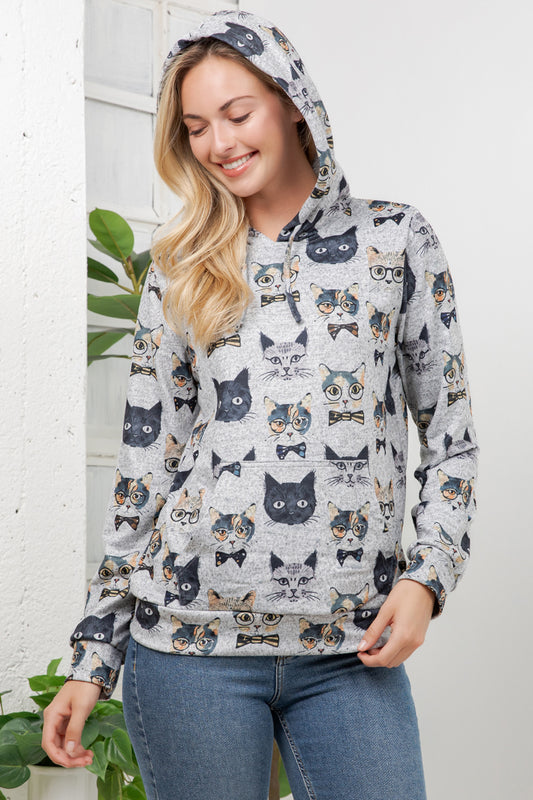 Cat Faces Pullover Hoodie