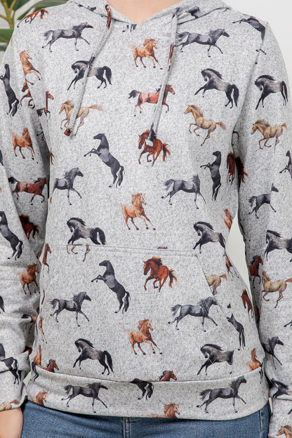 Horse Print Pullover Hoodie