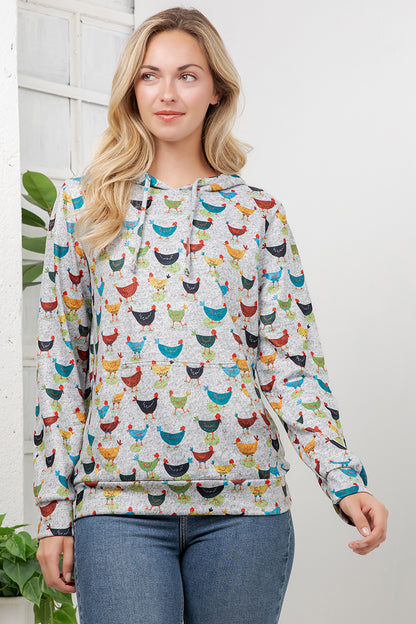 Colorful Chickens Pullover Hoodie