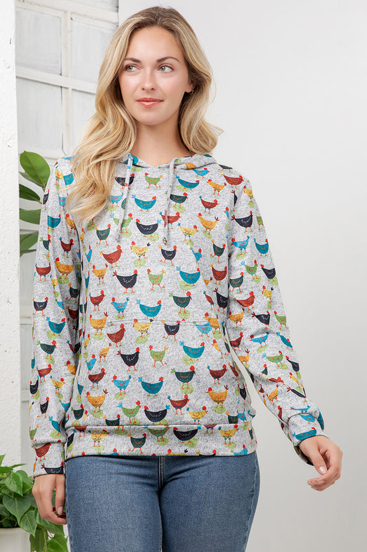 Colorful Chickens Pullover Hoodie