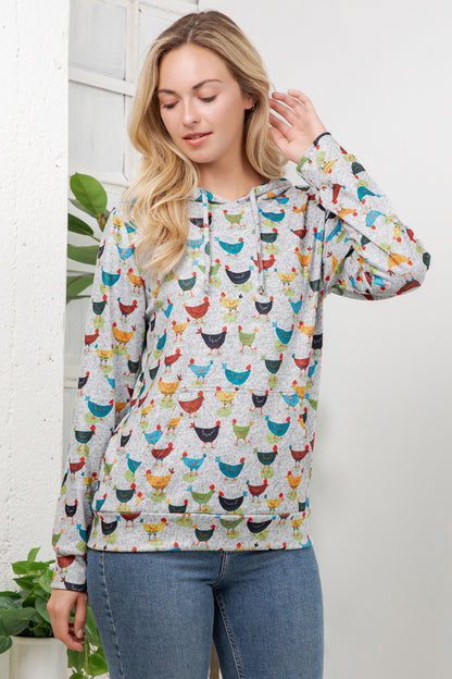 Colorful Chickens Pullover Hoodie
