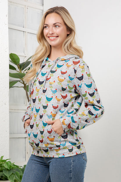 Colorful Chickens Pullover Hoodie