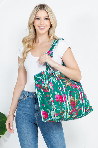 Bird Quilted Tote Bag