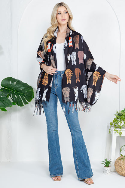 Variety Of Playful Cat Scarf - Blk