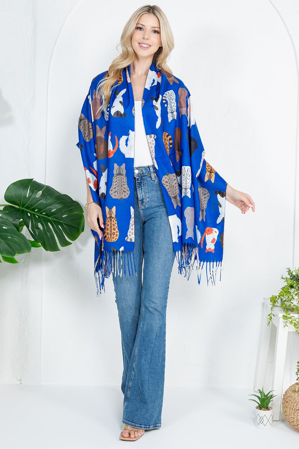 Variety Of Playful Cat Scarf - Blu