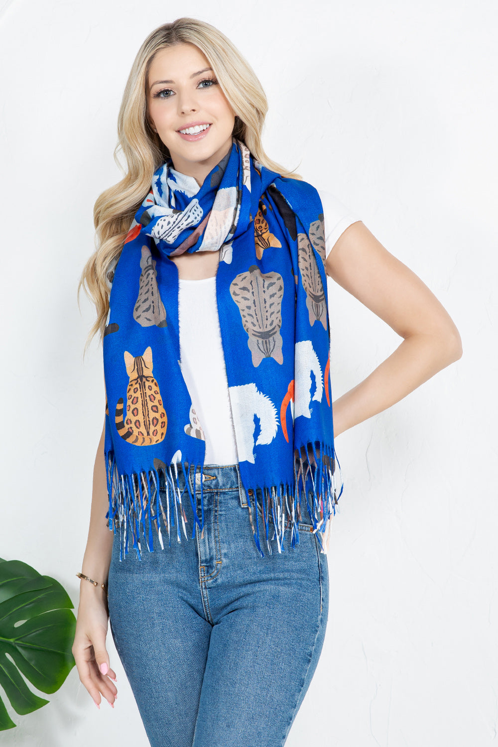 Variety Of Playful Cat Scarf - Blu