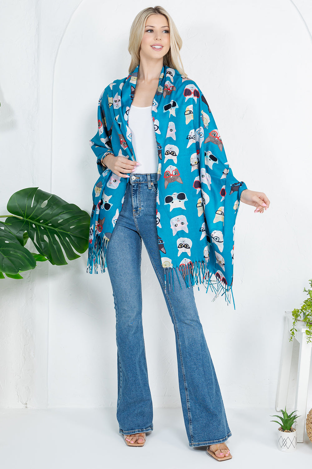 Cool Cat with Glass Scarf - Blue