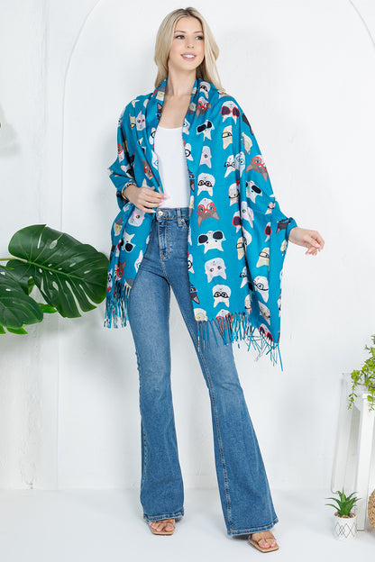 Cool Cat with Glass Scarf - Blue