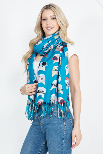 Cool Cat with Glass Scarf - Blue